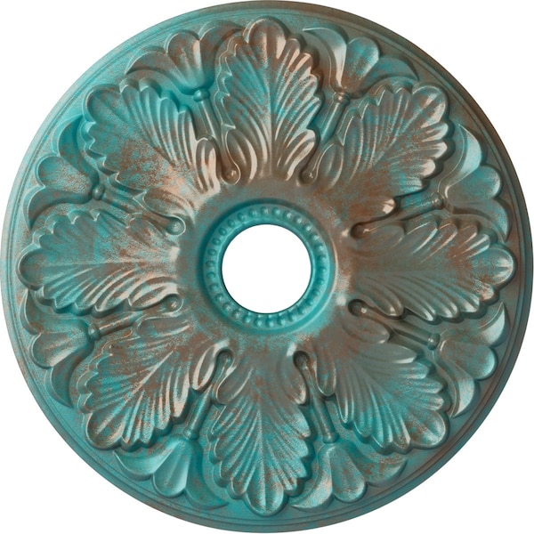 Ekena Millwork Milan Ceiling Medallion (Canopies up to 4 5/8"), 24 1/2"OD x 3 1/2"ID x 1"P, Copper Green Patina CM24MICGS - main